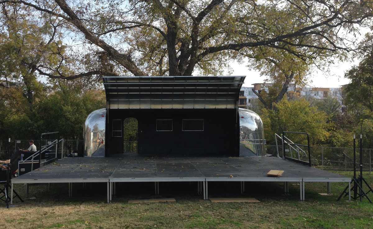 Picture of a custom airstream trailer stage.